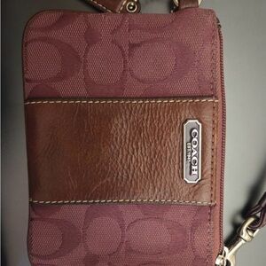 Coach Dark Brown Leather Wristlet